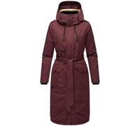Navahoo Damen Wintermantel warmer Parka lang mit hohem Kragen und weicher Kapuze Hokulanii Wine Gr. XXL