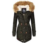 Navahoo Damen Wintermantel Warmer Parka lang mit Kapuze La Viva Green Gr. M