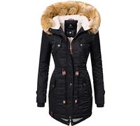 Navahoo Damen Wintermantel Warmer Parka lang mit Kapuze La Viva Schwarz Gr. 3XL
