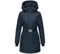 Navahoo Damen Wintermantel warmer Parka mit abnehmbarer Kapuze und Taillengürtel Frostkuss 14 Navy Gr. XL