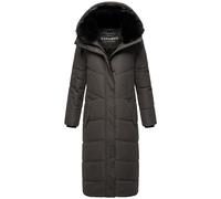 Navahoo Damen Wintermantel warmer Steppmantel extralang mit abnehmbarer Kapuze Hingucker XIV Anthracite Gr. XL