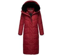 Navahoo Damen Wintermantel warmer Steppmantel extralang mit abnehmbarer Kapuze Hingucker XIV Dark Red Gr. M