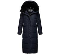 Navahoo Damen Wintermantel Steppmantel extralang mit Abnehmbarer Kapuze Hingucker XIV Navy Gr. XS