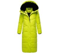 Navahoo Damen Wintermantel warmer Steppmantel extralang mit abnehmbarer Kapuze Hingucker XIV Neon Green Gr. XS