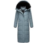 Navahoo Damen Wintermantel warmer Steppmantel extralang mit abnehmbarer Kapuze Hingucker XIV Powder Blue Gr. S