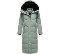 Navahoo Damen Wintermantel warmer Steppmantel extralang mit abnehmbarer Kapuze Hingucker XIV Smokey Mint Gr. XL