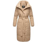 Navahoo Damen Wintermantel Warmer Steppmantel extralang mit Gürtel Mirenaa Beige Gr. XXL