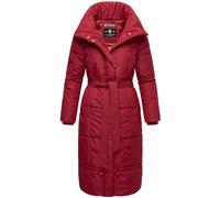 Navahoo Damen Wintermantel Warmer Steppmantel extralang mit Gürtel Mirenaa Dark Red Gr. L
