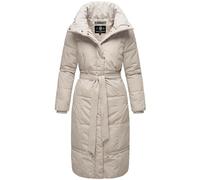 Navahoo Damen Wintermantel Warmer Steppmantel extralang mit Gürtel Mirenaa Grey Gr. XL