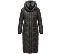 Navahoo Damen Wintermantel Warmer Steppmantel extralang mit Kapuze Waffelchen Black Gr. XL