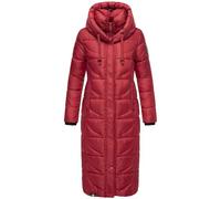 Navahoo Damen Wintermantel Warmer Steppmantel extralang mit Kapuze Waffelchen Dark Red Gr. S