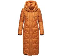 Navahoo Damen Wintermantel Warmer Steppmantel extralang mit Kapuze Waffelchen Rusty Cinnamon Gr. S