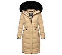 Navahoo Damen Wintermantel Warmer Steppmantel lang mit Abnehmbarer Kapuze Fahmiyaa Beige Gr. M