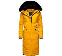Navahoo Damen Wintermantel Warmer Steppmantel lang mit Abnehmbarer Kapuze Fahmiyaa Yellow Gr. XXL