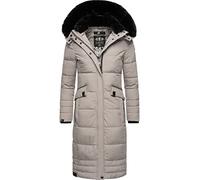 Navahoo Damen Wintermantel Warmer Steppmantel lang mit Abnehmbarer Kapuze Fahmiyaa Zinc Grey Gr. XXL