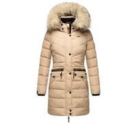 Langer Winter Steppmantel mit Kunstfellkapuze "Paula" Beige XXXL
