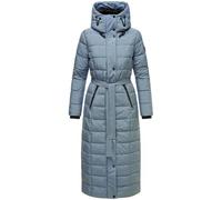 Navahoo Damen Wintermantel Warmer Steppmantel lang mit Kapuze und Taillengürtel Das Teil XIV Stormy Blue Gr. XXL