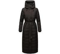 Navahoo Damen Wintermantel Warmer Steppmantel lang mit Kapuze und Taillengürtel Das Teil XIV Black Gr. 3XL