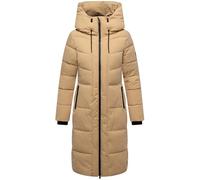 Navahoo Damen Wintermantel warmer Steppmantel mit 2-Wege Reißverschluss, wasserdichten Reißverschlüssen und verstellbarer Kapuze Schokokuss XIV Sand Gr. S