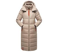 Navahoo Damen Wintermantel warmer Steppmantel mit Kapuze Kristallblume Taupe Gr. L