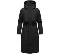 Navahoo Damen Wintermantel warmer, wasserabweisender Parka mit (abnehmbarer) Kapuze und Taillengürtel Waldbummler 14 Black Gr. XS