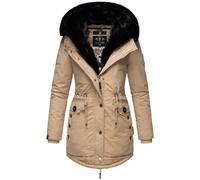Navahoo Damen Wintermantel Winterjacke Baumwolle Parka Kapuze Kunstpelz Sweety Deluxe S-XXL (DE/NL/SE/PL, Alphanumerisch, M, Regular, Regular, Taupe)