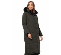 Navahoo Damen Wintermantel (XS-XXL) - Kapuze & Fell abnehmbar, Teddyfell innen, Lange Winterjacke, Warme Jacke Frauen B990 (S, Olive)