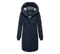 Navahoo Damen Langer Mantel warme Winterjacke mit Kapuze und magnetischen Knöpfen Domingaa 14 Navy Gr. M