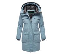Winterjacke NAVAHOO "Eissturm 14", Damen, Gr. S (36), blau (rauchblau), Material: 100% Polyester, gerade hüftbedeckend, weit gerader Abschluss, Jacken Winterjacke, Wasserabweisende Jacke mit Kapuze (1