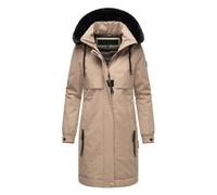 Navahoo Damen wasserdichter Mantel Lange warme Winterjacke mit Kunstfell und Kapuze (beides abnehmbar) Kaltwetterretter 14 Taupe Grey Gr. 3XL