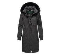 Navahoo Damen wasserdichter Mantel Lange warme Winterjacke mit Kunstfell und Kapuze (beides abnehmbar) Kaltwetterretter 14 Black Gr. XS