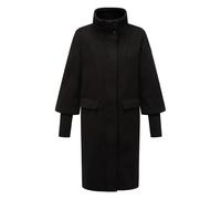Navahoo modischer Damen Übergangsmantel in Woll-Optik Trenchcoat mit Rippstrick-Ärmeln Polarblüte 14 Black Gr. M