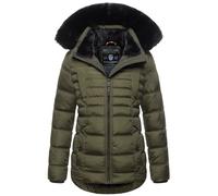 Navahoo Damen Winterjacke (XS-XXL) - Kapuze & Fell abnehmbar, Wasserabweisend - Steppjacke, Warme Jacke Frauen, Teddyfell innen - B992 (S, Olive)