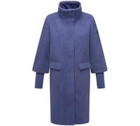 Navahoo modischer Damen Übergangsmantel in Woll-Optik Trenchcoat mit Rippstrick-Ärmeln Polarblüte 14 Blue Violet Gr. M