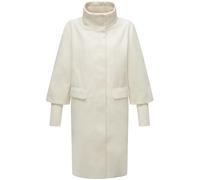 Navahoo modischer Damen Übergangsmantel in Woll-Optik Trenchcoat mit Rippstrick-Ärmeln Polarblüte 14 Off White Gr. XXL