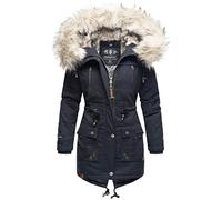 Navahoo Wintermantel »Honigfee« stylischer Damen Baumwollparka mit Kunstfell Kapuze, blau