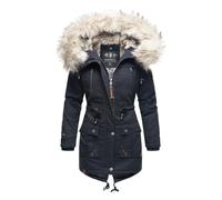 Navahoo Wintermantel »Honigfee« stylischer Damen Baumwollparka mit Kunstfell Kapuze, blau