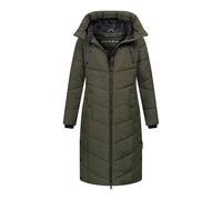 Navahoo Damen Winterjacke (XS-3XL) - Wasserabweisend, zum Teil mit Teddyfell, 4 Taschen, Steppmantel mit Kapuze, Warme Jacke Frauen - N009 (L, Olive)