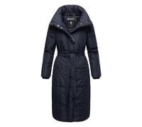 Navahoo Damen Wintermantel Warmer Steppmantel extralang mit Gürtel Mirenaa Navy Gr. XL
