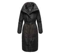 Navahoo Damen Wintermantel Warmer Steppmantel extralang mit Gürtel Mirenaa Black Gr. M