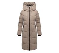 Navahoo Damen Wintermantel warmer Steppmantel mit 2-Wege Reißverschluss, wasserdichten Reißverschlüssen und verstellbarer Kapuze Schokokuss XIV Taupe Grey Gr. L