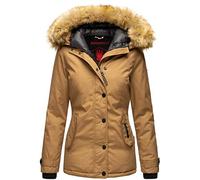 Navahoo warme Damen Winter Jacke Winterjacke Parka Mantel Kunstfell B392 [B392-Laura2-Camel-Gr.XS]