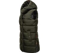 Navahoo warme Damen Winter Steppweste lang mit Kapuze Madilynaa Dark Olive Gr. XS
