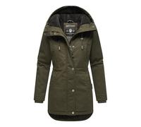 Navahoo Damen Winterjacke (XS-3XL) - 100% Baumwolle Obermaterial, Kapuze mit Kordelzug, Taillierungsband, Warme Jacke Frauen - N038 (S, Olive)