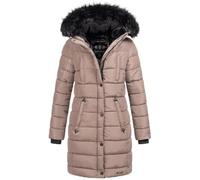 Navahoo Winterjacke Damen - Wasserabweisend, Warm, Kapuze, Winddicht - Wintermantel Lang, Mantel Frauen, Teddyfell gefüttert - Stehkragen, 7 Taschen, verlängerter Zipper - Tau-Grey XL