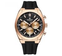 NAVIFORCE Armbanduhren für Herren, multifunktional, Chronograph, analog, Quarz, wasserdicht, mit Silikonband, Geschenk für Herren, Rotgold + Schwarz + Schwarz