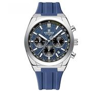 NAVIFORCE Armbanduhren für Herren, multifunktional, Chronograph, analog, Quarz, wasserdicht, mit Silikonband, Geschenk für Herren, Silber + Blau + Blau, Classic