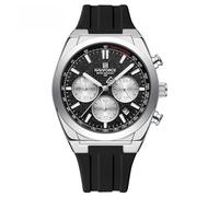 NAVIFORCE Armbanduhren für Herren, multifunktional, Chronograph, analog, Quarz, wasserdicht, mit Silikonband, Geschenk für Herren, Silber + Schwarz + Schwarz
