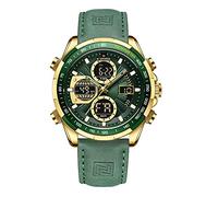 Naviforce Herren Militär Digitaluhren Analoge Quarzuhr wasserdichte Sport Multifunktions Lederarmbanduhr