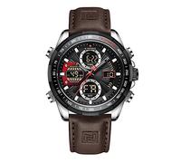 Naviforce Herren Militär Digitaluhren Analoge Quarzuhr wasserdichte Sport Multifunktions Lederarmbanduhr